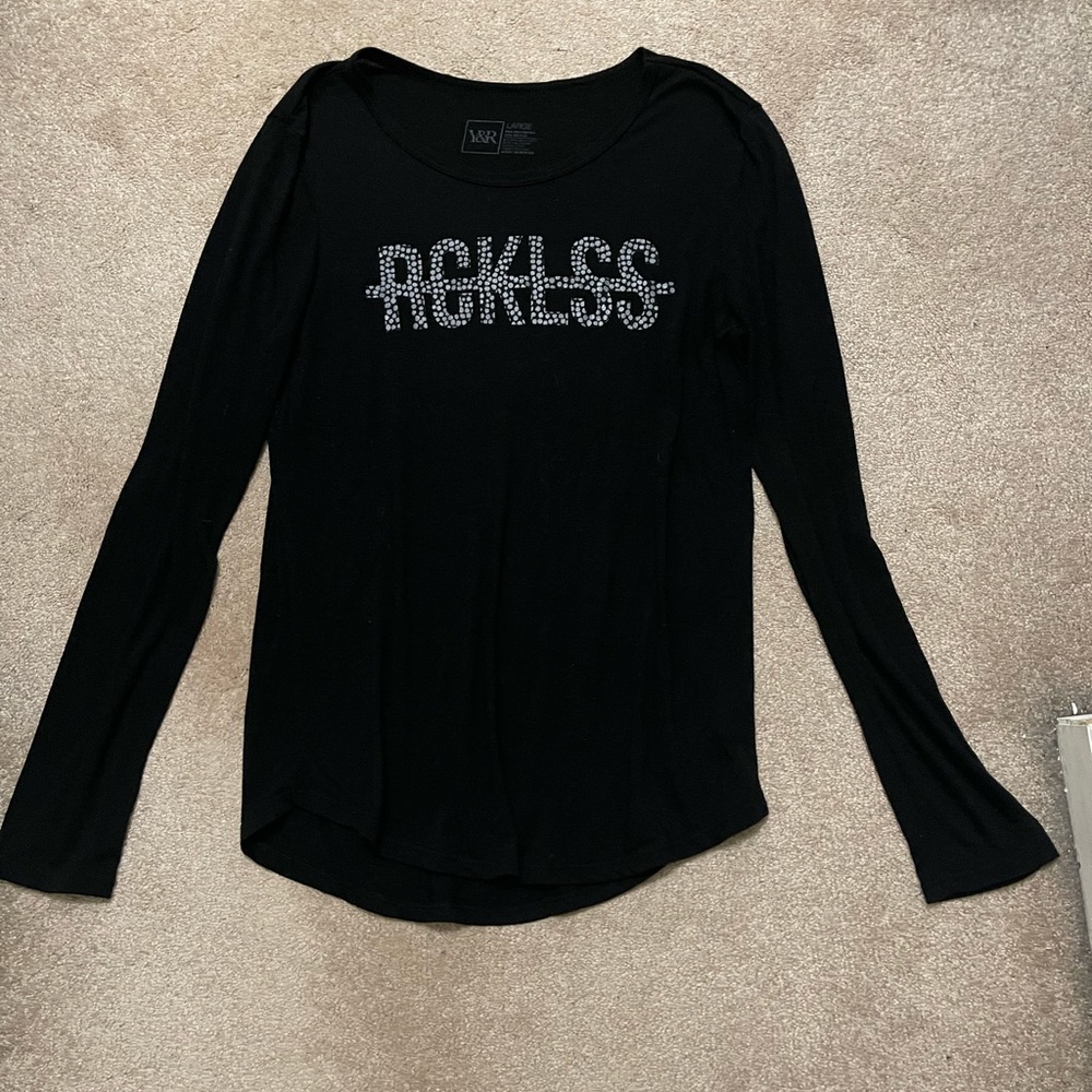 Rcklss black long sleeve T-shirt 50 poly 50 Rayon